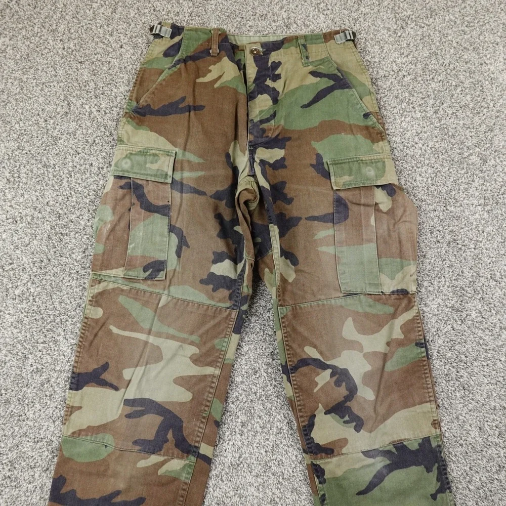 Military Pants Mens S Woodland Camo Combat Trouser Cargo Paratrooper Double Knee
